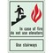 Brady Fire Exit Sign, Plastic, 10" W, 14" H, In Case Of Fire Do Not Use Elevators Use Stairways, White 90780 - alternate 1